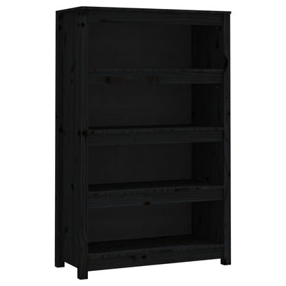Libreria Nera 80x35x126 cm in Legno Massello di Pino | homemem39