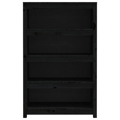 Libreria Nera 80x35x126 cm in Legno Massello di Pino | homemem39