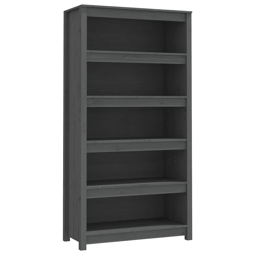 Libreria Grigia 80x35x154 cm in Legno Massello di Pino | homemem39