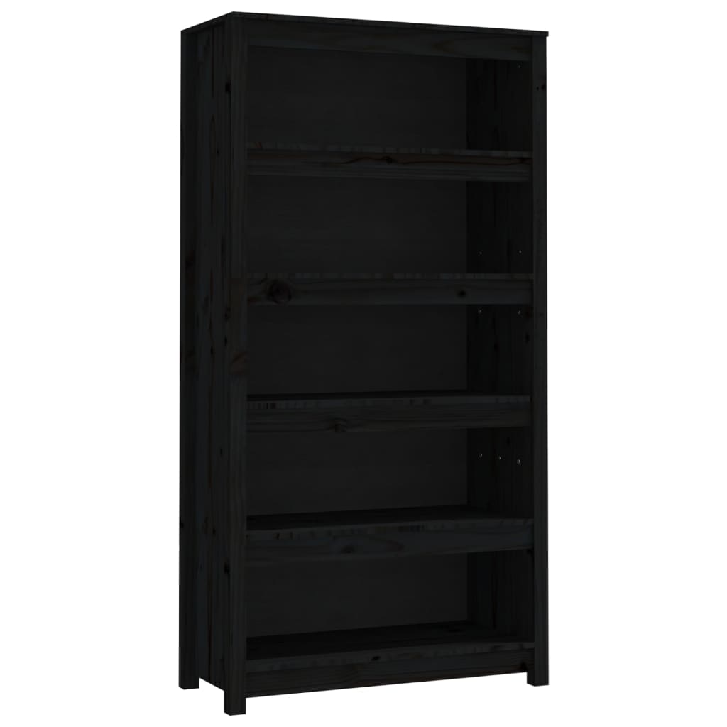 Libreria Nera 80x35x154 cm in Legno Massello di Pino | homemem39
