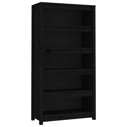 Libreria Nera 80x35x154 cm in Legno Massello di Pino | homemem39
