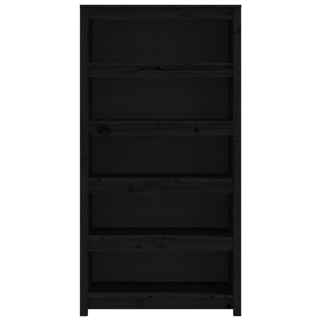 Libreria Nera 80x35x154 cm in Legno Massello di Pino | homemem39