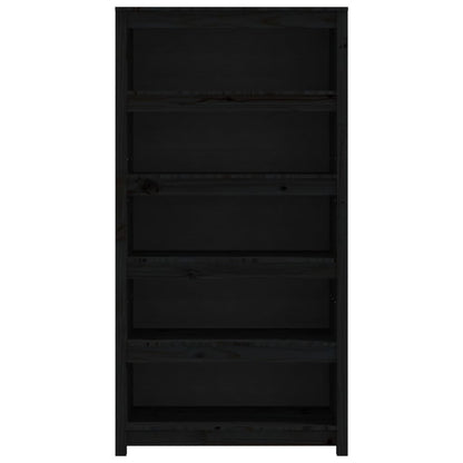 Libreria Nera 80x35x154 cm in Legno Massello di Pino | homemem39