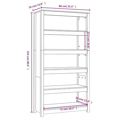Libreria Nera 80x35x154 cm in Legno Massello di Pino | homemem39