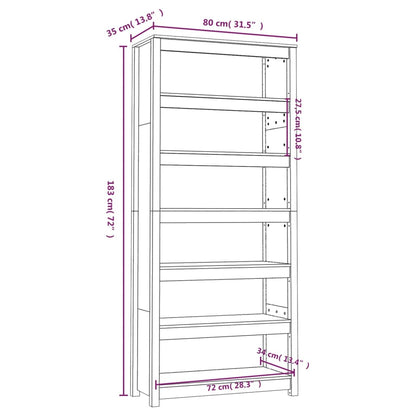 Libreria 80x35x183 cm in Legno Massello di Pino | homemem39