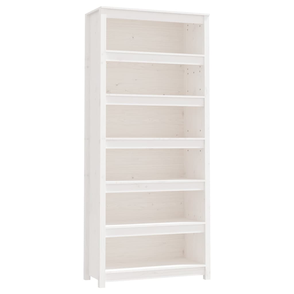 Libreria Bianca 80x35x183 cm in Legno Massello di Pino | homemem39