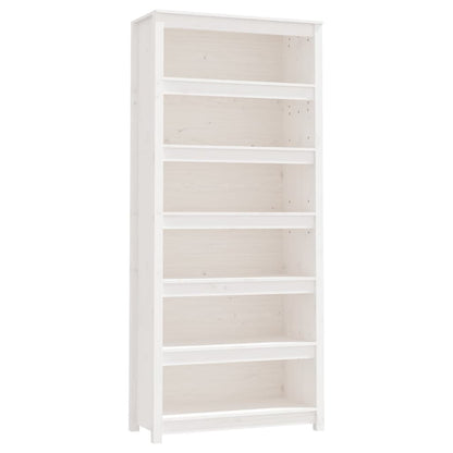 Libreria Bianca 80x35x183 cm in Legno Massello di Pino | homemem39