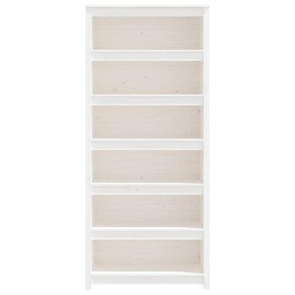 Libreria Bianca 80x35x183 cm in Legno Massello di Pino | homemem39