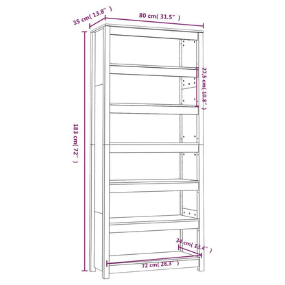 Libreria Bianca 80x35x183 cm in Legno Massello di Pino | homemem39
