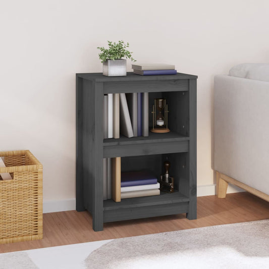 Libreria Grigia 50x35x68 cm in Legno Massello di Pino - homemem39
