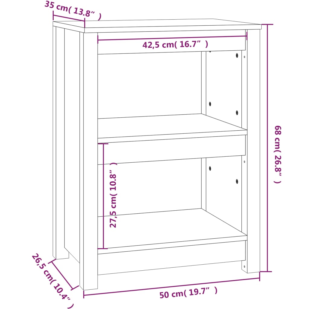 Libreria Nera 50x35x68 cm in Legno Massello di Pino | homemem39