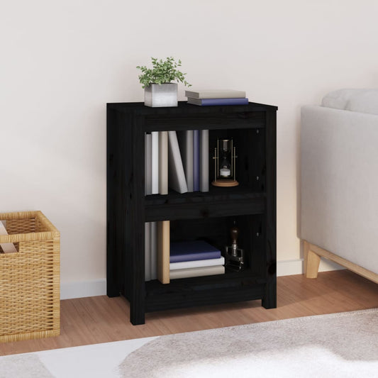 Libreria Nera 50x35x68 cm in Legno Massello di Pino - homemem39
