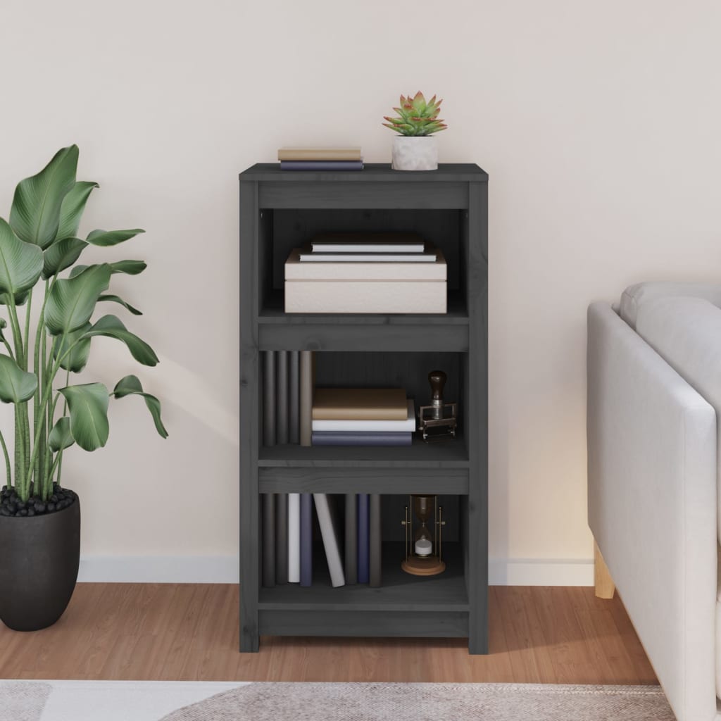 Libreria Grigia 50x35x97 cm in Legno Massello di Pino | homemem39