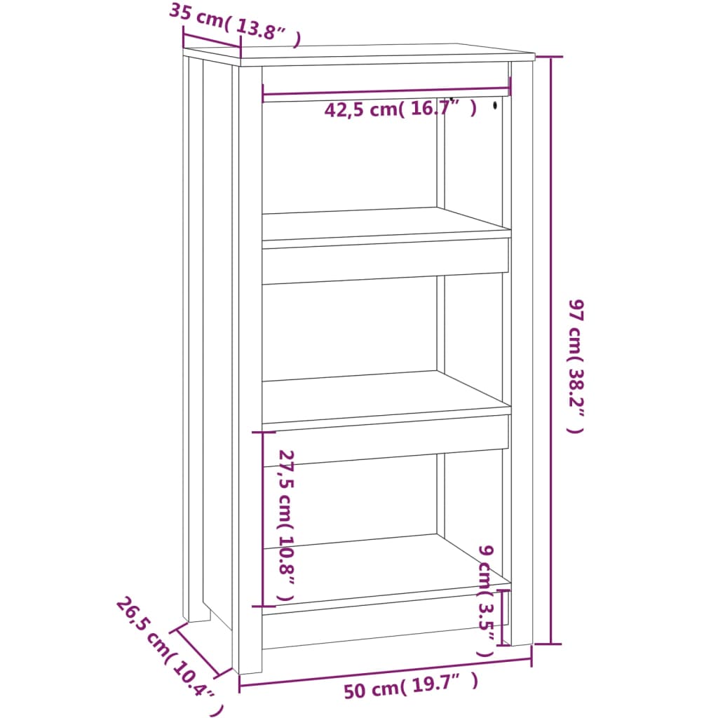 Libreria Grigia 50x35x97 cm in Legno Massello di Pino | homemem39