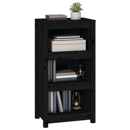 Libreria Nera 50x35x97 cm in Legno Massello di Pino