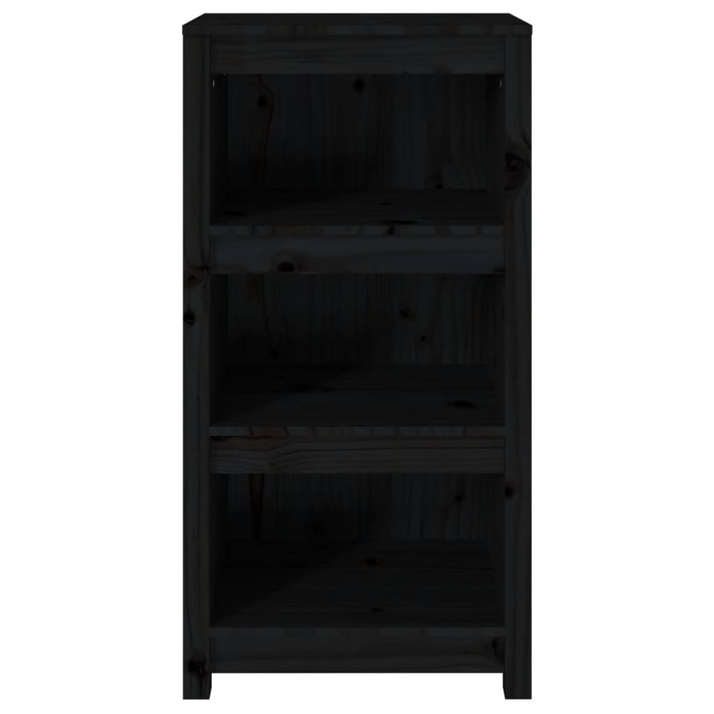 Libreria Nera 50x35x97 cm in Legno Massello di Pino