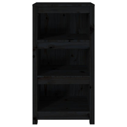 Libreria Nera 50x35x97 cm in Legno Massello di Pino