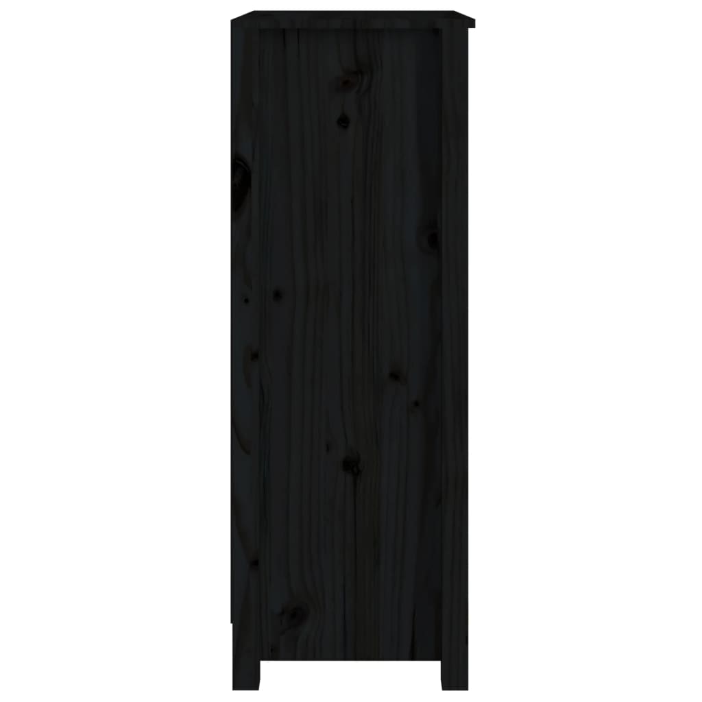 Libreria Nera 50x35x97 cm in Legno Massello di Pino