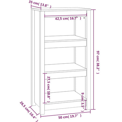 Libreria Nera 50x35x97 cm in Legno Massello di Pino | homemem39