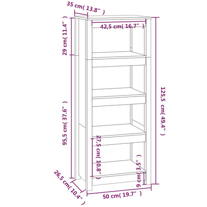 Libreria Marrone Ambra 50x35x125,5 cm in Legno Massello di Pino | homemem39