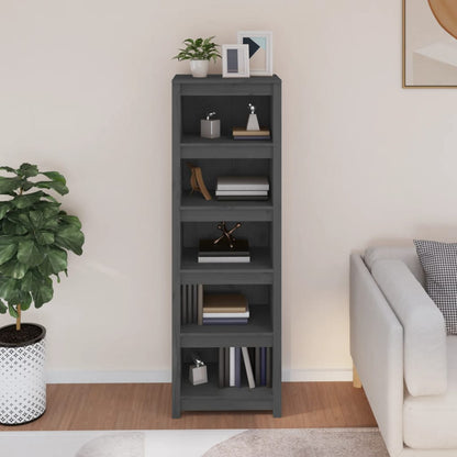 Libreria Grigia 50x35x154 cm in Legno Massello di Pino | homemem39