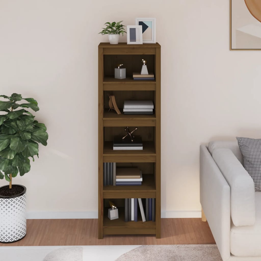 Libreria Marrone Ambra 50x35x154 cm in Legno Massello di Pino