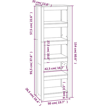 Libreria Marrone Ambra 50x35x154 cm in Legno Massello di Pino