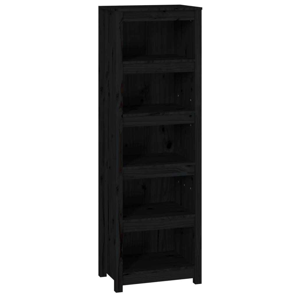 Libreria Nera 50x35x154 cm in Legno Massello di Pino | homemem39