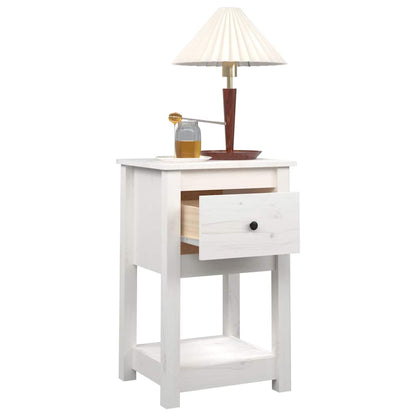 Comodini 2 pz Bianca 40x35x61,5 cm in Legno Massello di Pino | homemem39