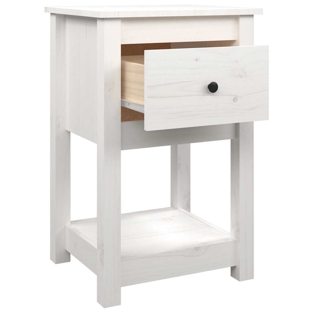 Comodini 2 pz Bianca 40x35x61,5 cm in Legno Massello di Pino | homemem39