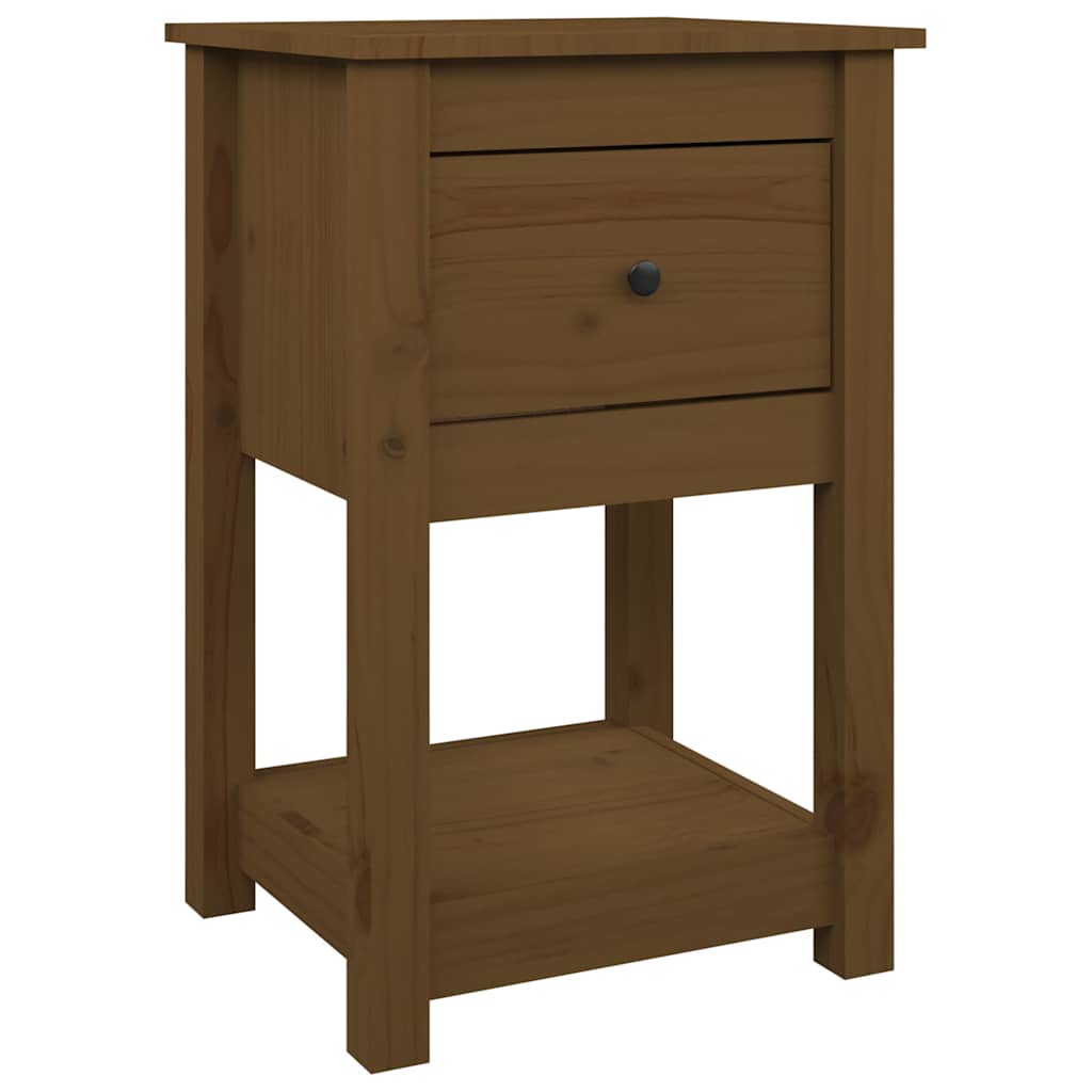 Comodino Marrone Ambra 40x35x61,5 cm in Legno Massello di Pino