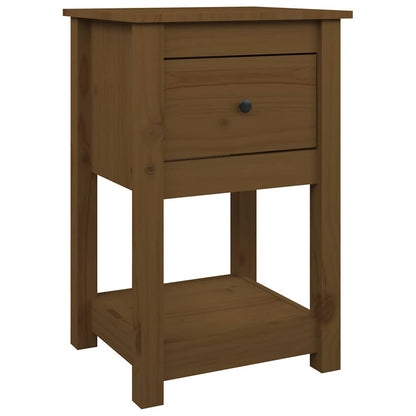 Comodino Marrone Ambra 40x35x61,5 cm in Legno Massello di Pino