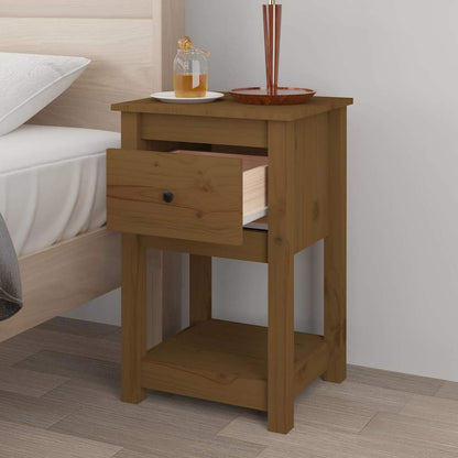 Comodino Marrone Ambra 40x35x61,5 cm in Legno Massello di Pino