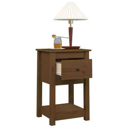 Comodino Marrone Ambra 40x35x61,5 cm in Legno Massello di Pino