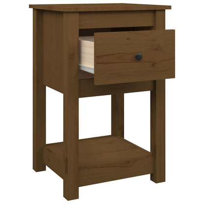Comodino Marrone Ambra 40x35x61,5 cm in Legno Massello di Pino