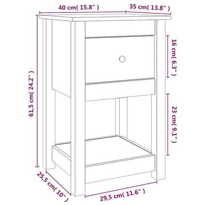 Comodino Marrone Ambra 40x35x61,5 cm in Legno Massello di Pino