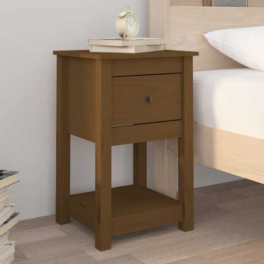 Comodino Marrone Ambra 40x35x61,5 cm in Legno Massello di Pino - homemem39