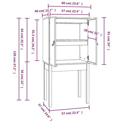 Credenza Marrone Ambra 60x40x120 cm in Legno Massello di Pino - homemem39