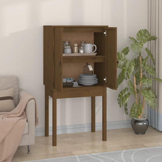 Credenza Marrone Ambra 60x40x120 cm in Legno Massello di Pino - homemem39