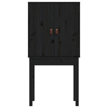 Credenza Nera 60x40x120 cm in Legno Massello di Pino - homemem39