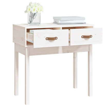 Tavolo Consolle Bianco 76,5x40x75 cm in Legno Massello di Pino - homemem39