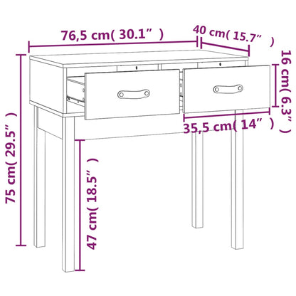 Tavolo Consolle Grigio 76,5x40x75 cm in Legno Massello di Pino - homemem39