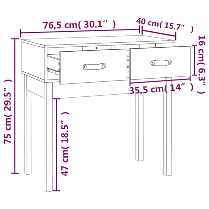 Tavolo Consolle Ambra 76,5x40x75 cm in Legno Massello di Pino