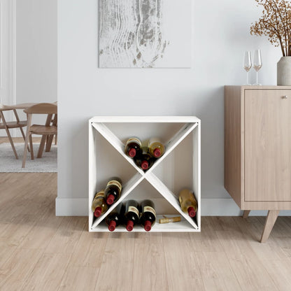 Portabottiglie Bianco 62x25x62 cm in Legno Massello di Pino - homemem39