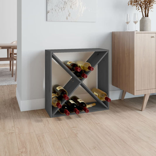 Portabottiglie Grigio 62x25x62 cm in Legno Massello di Pino - homemem39