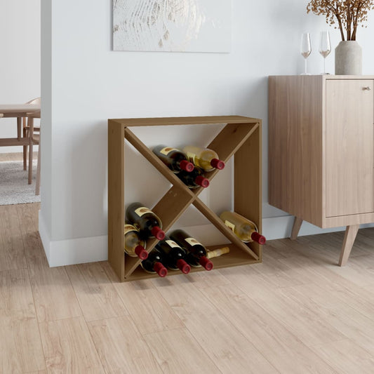 Portavini Marrone Ambra 62x25x62 cm in Legno Massello di Pino - homemem39