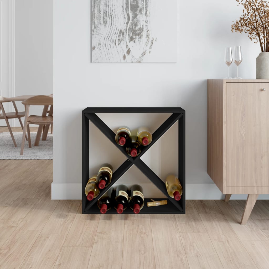 Portabottiglie Nero 62x25x62 cm in Legno Massello di Pino - homemem39