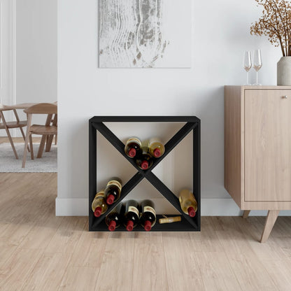 Portabottiglie Nero 62x25x62 cm in Legno Massello di Pino - homemem39