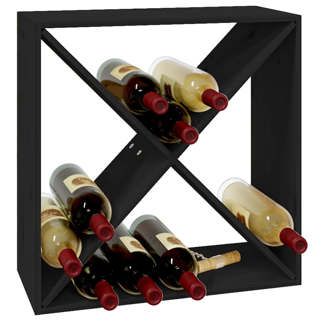Portabottiglie Nero 62x25x62 cm in Legno Massello di Pino | homemem39