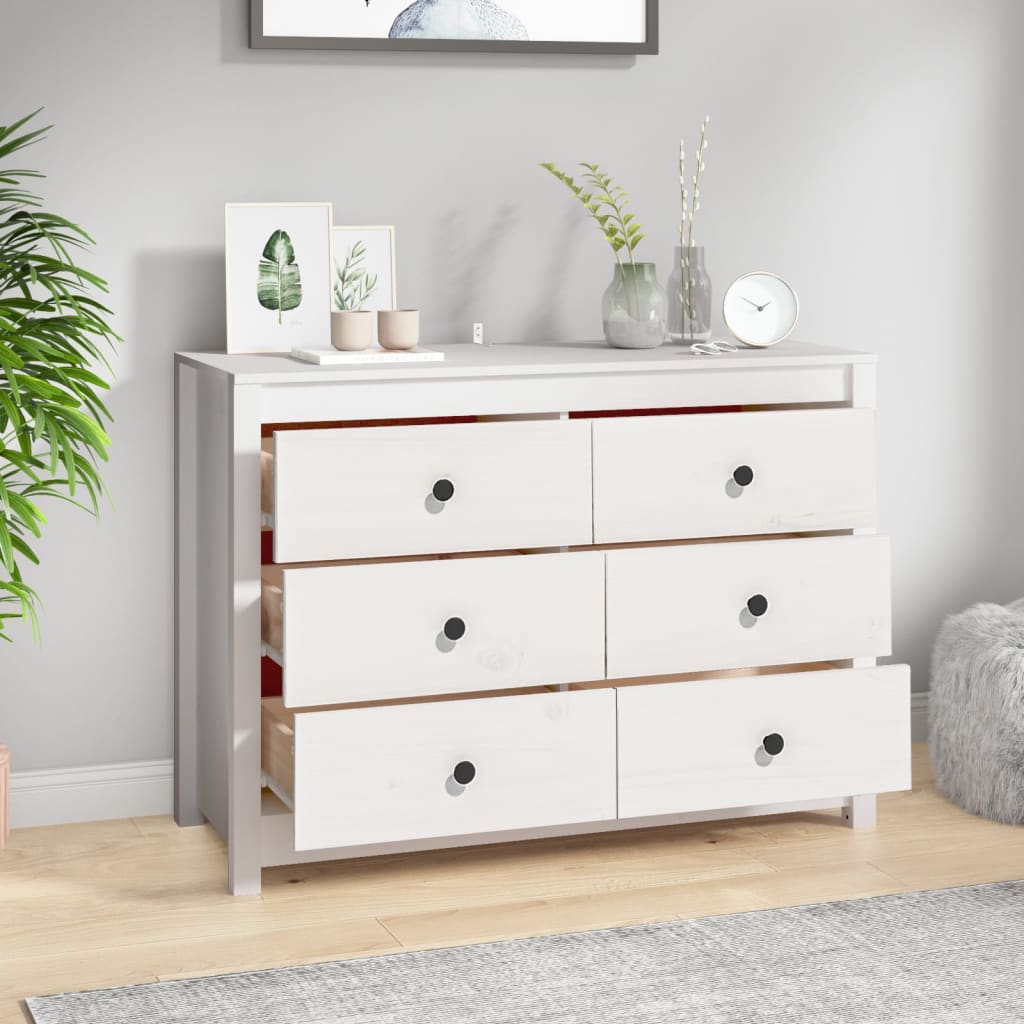 Armadietto Bianco 100x40x72 cm in Legno Massello di Pino | homemem39